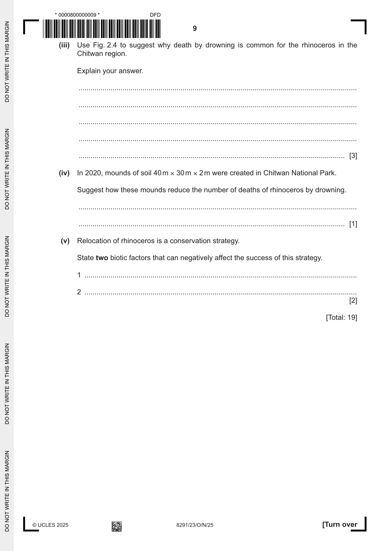Cambridge A Level Environmental Management (AS only) 8291 2025 Oct/Nov Paper 2 · Variant 3 question paper, page 9 of 24