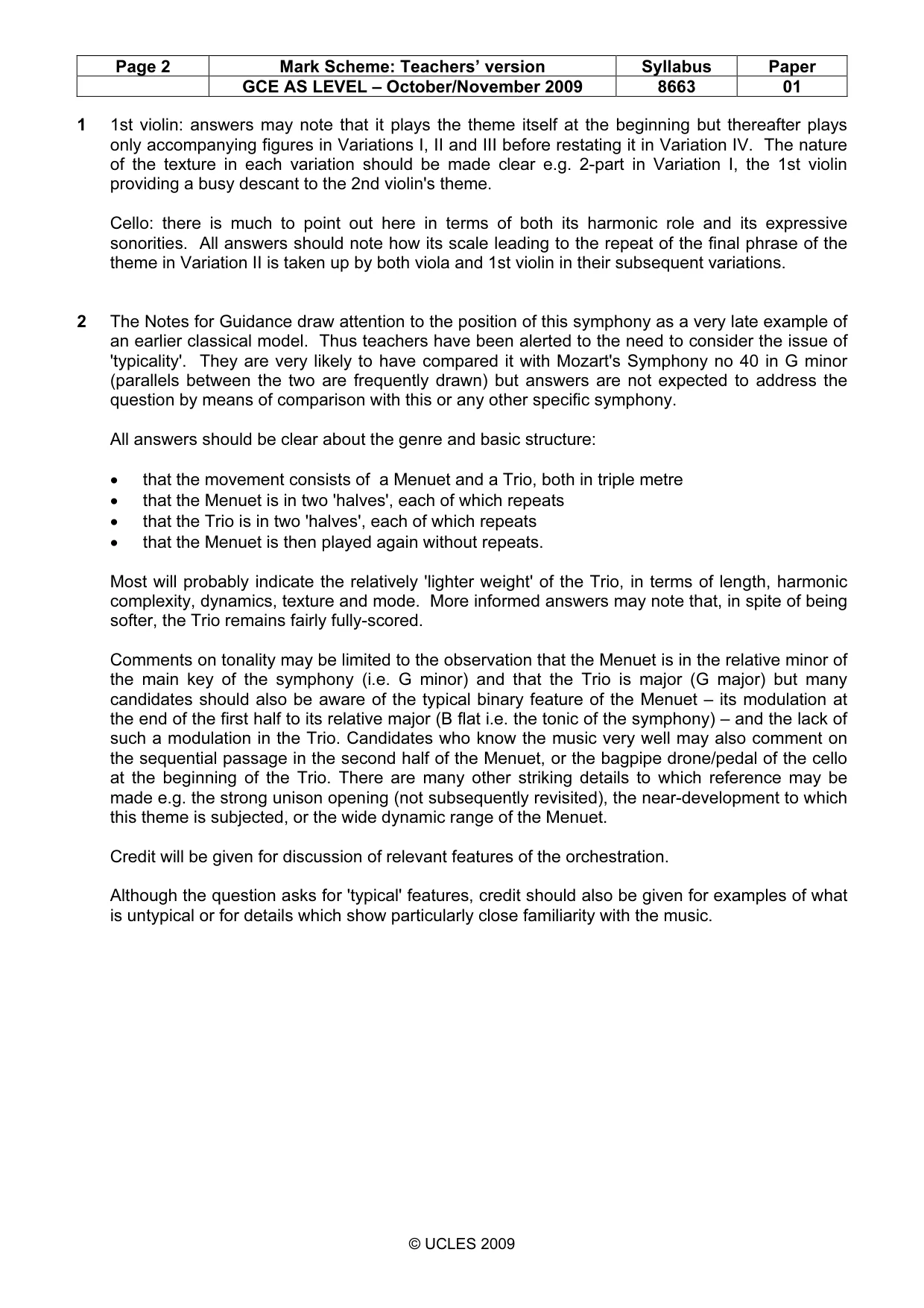 Mark scheme, page 2 of 4