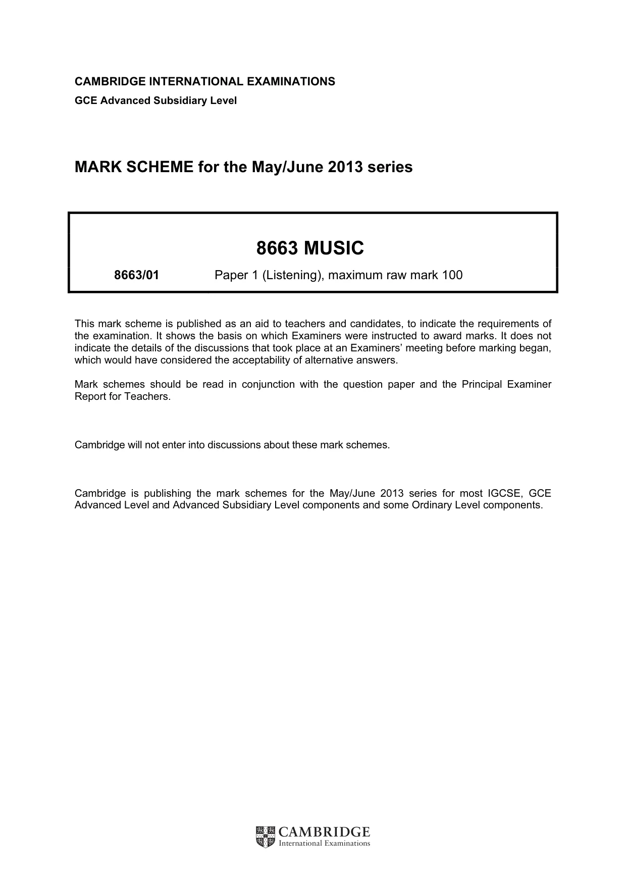 Mark scheme, page 1 of 6