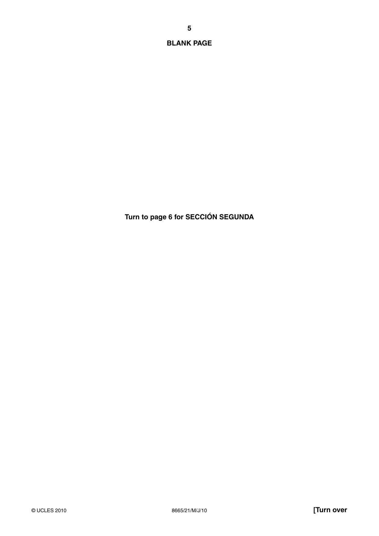 Cambridge A Level Spanish - First Language (AS Level only) 8665 2010 May/June Paper 2 · Variant 1 question paper, page 5 of 8