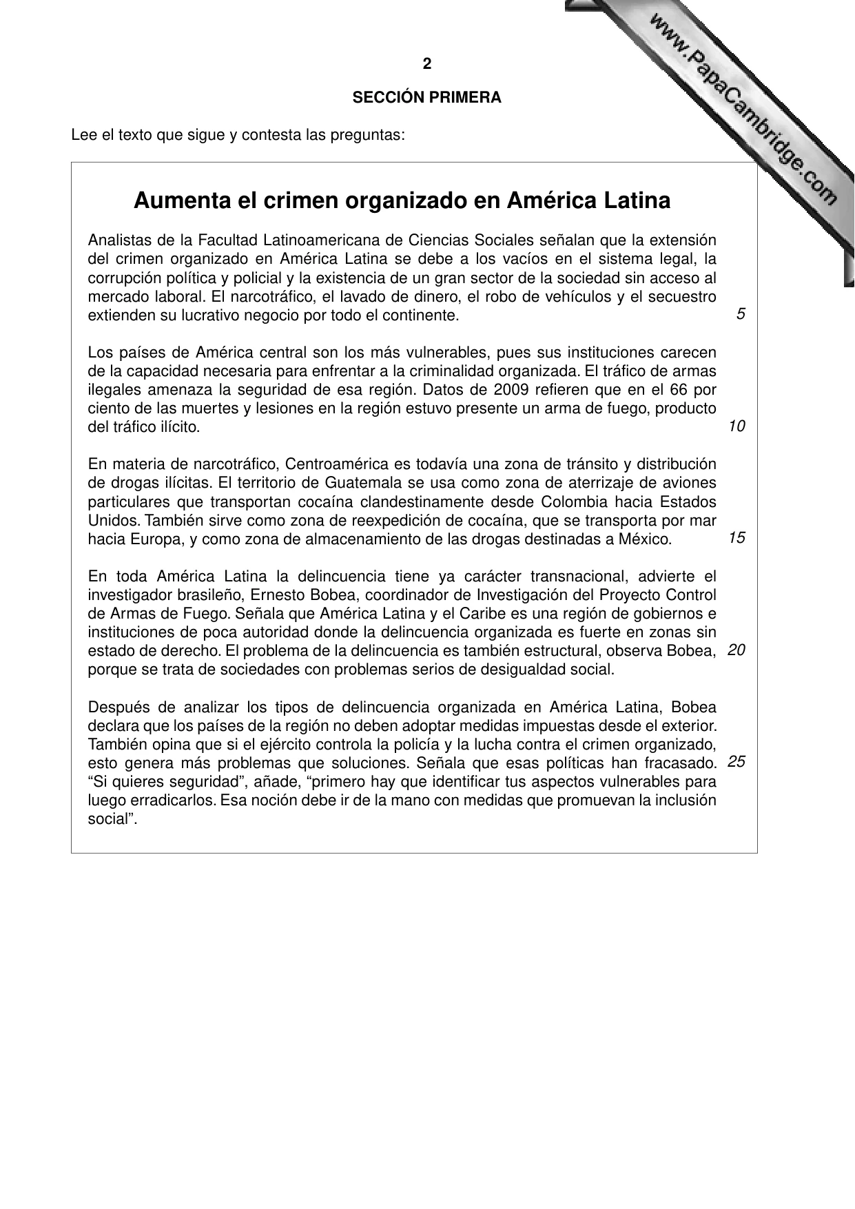 Cambridge A Level Spanish - First Language (AS Level only) 8665 2010 May/June Paper 2 · Variant 3 question paper, page 2 of 8