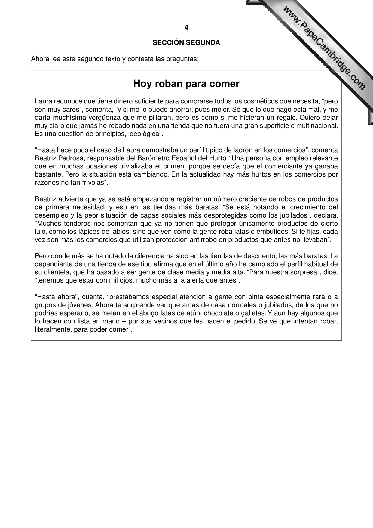 Cambridge A Level Spanish - First Language (AS Level only) 8665 2010 May/June Paper 2 · Variant 3 question paper, page 4 of 8