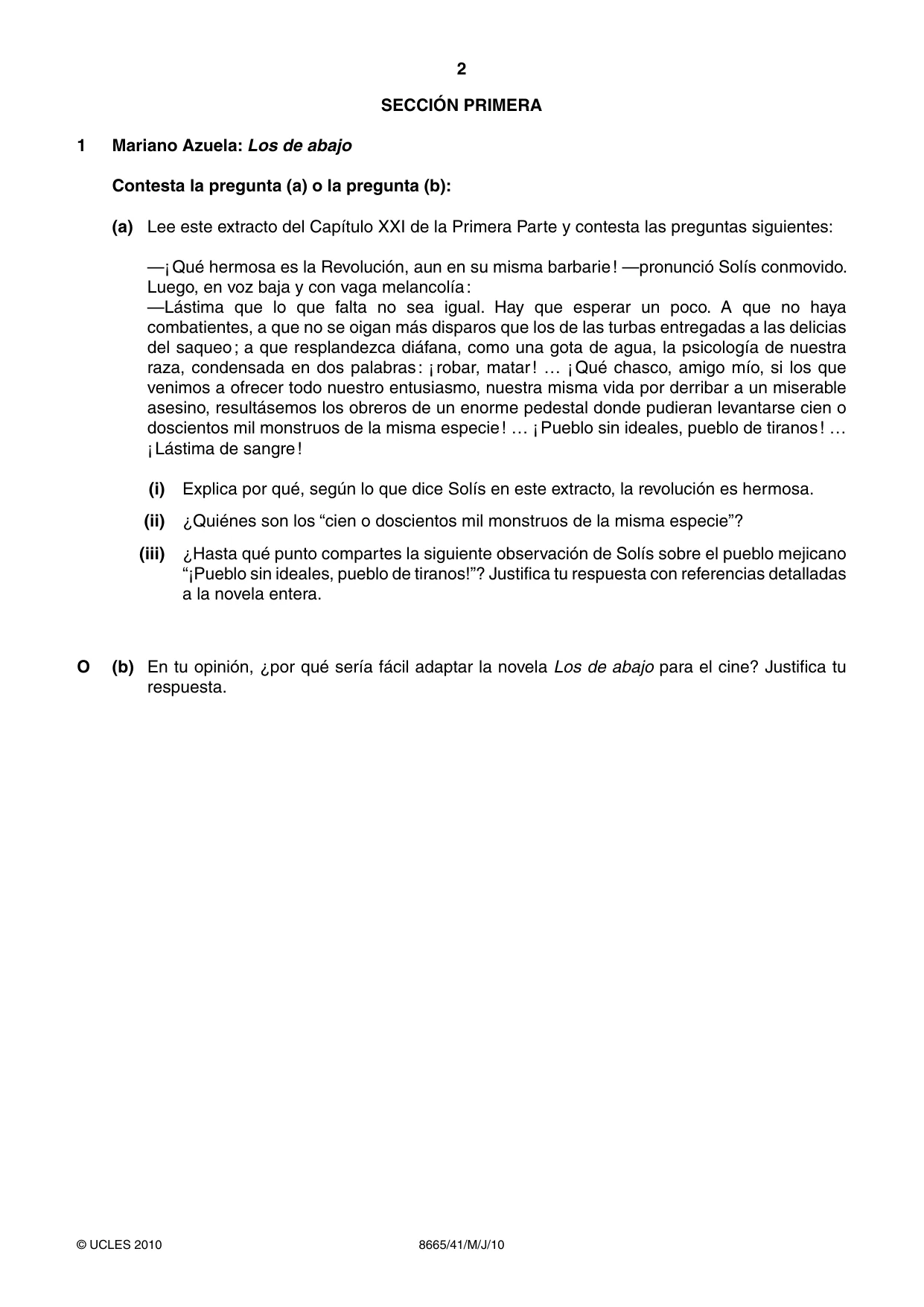 Cambridge A Level Spanish - First Language (AS Level only) 8665 2010 May/June Paper 4 · Variant 1 question paper, page 2 of 8