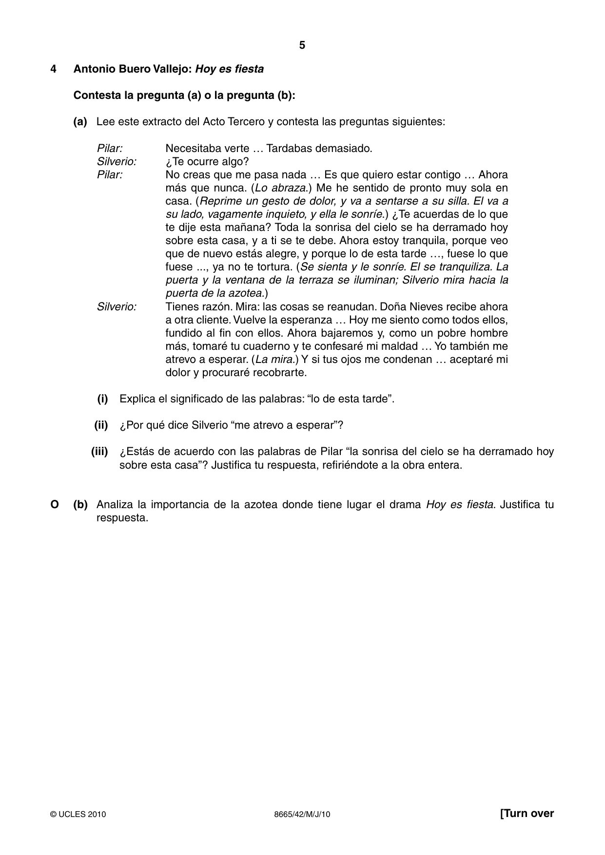Cambridge A Level Spanish - First Language (AS Level only) 8665 2010 May/June Paper 4 · Variant 2 question paper, page 5 of 8