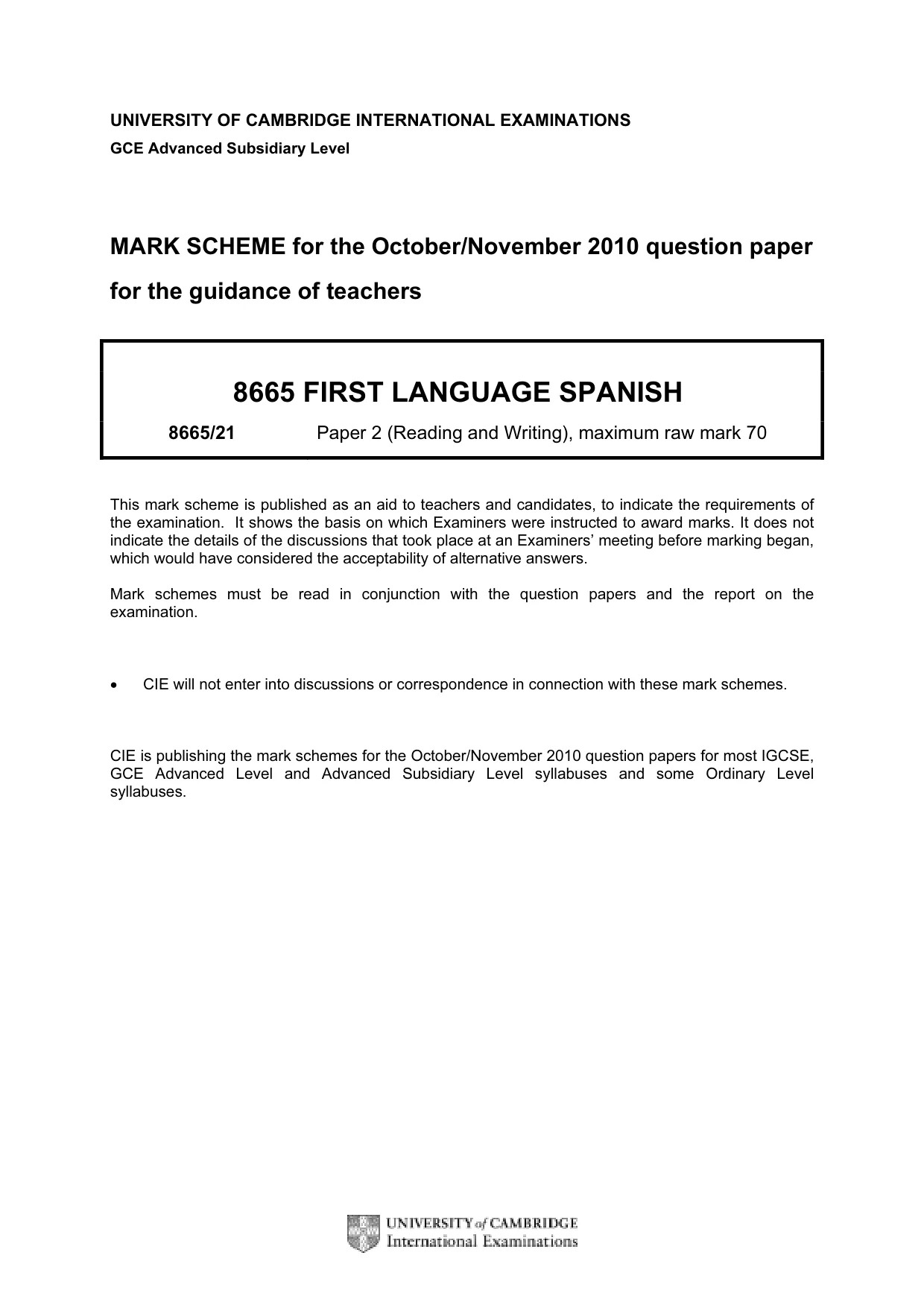 Mark scheme, page 1 of 8
