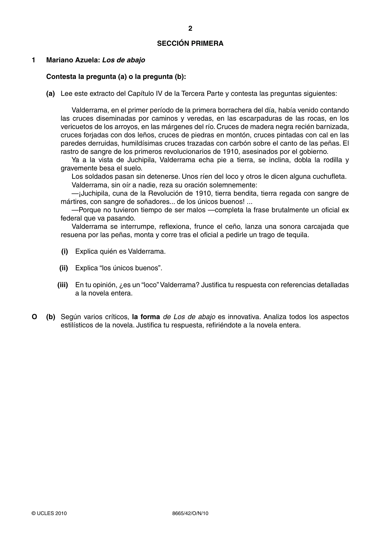 Cambridge A Level Spanish - First Language (AS Level only) 8665 2010 Oct/Nov Paper 4 · Variant 2 question paper, page 2 of 8