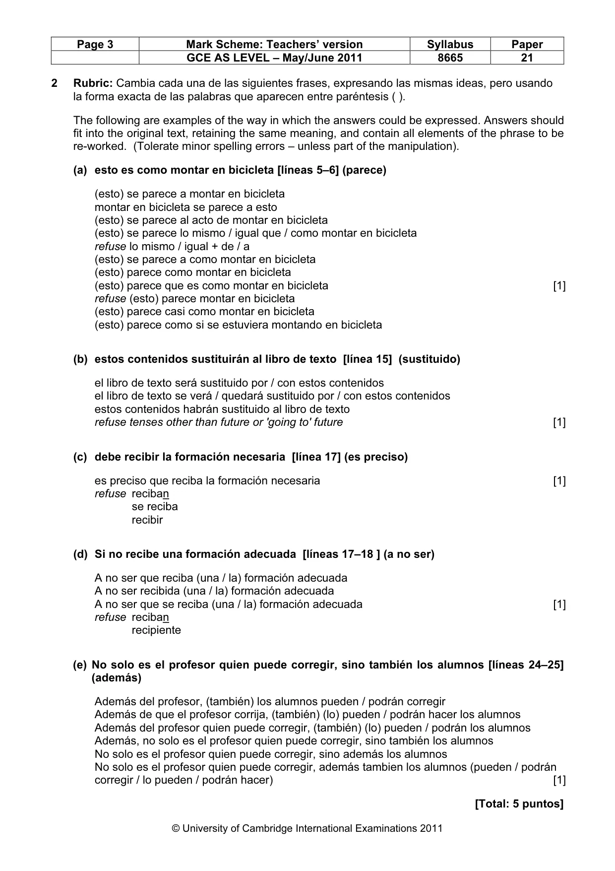 Mark scheme, page 3 of 9