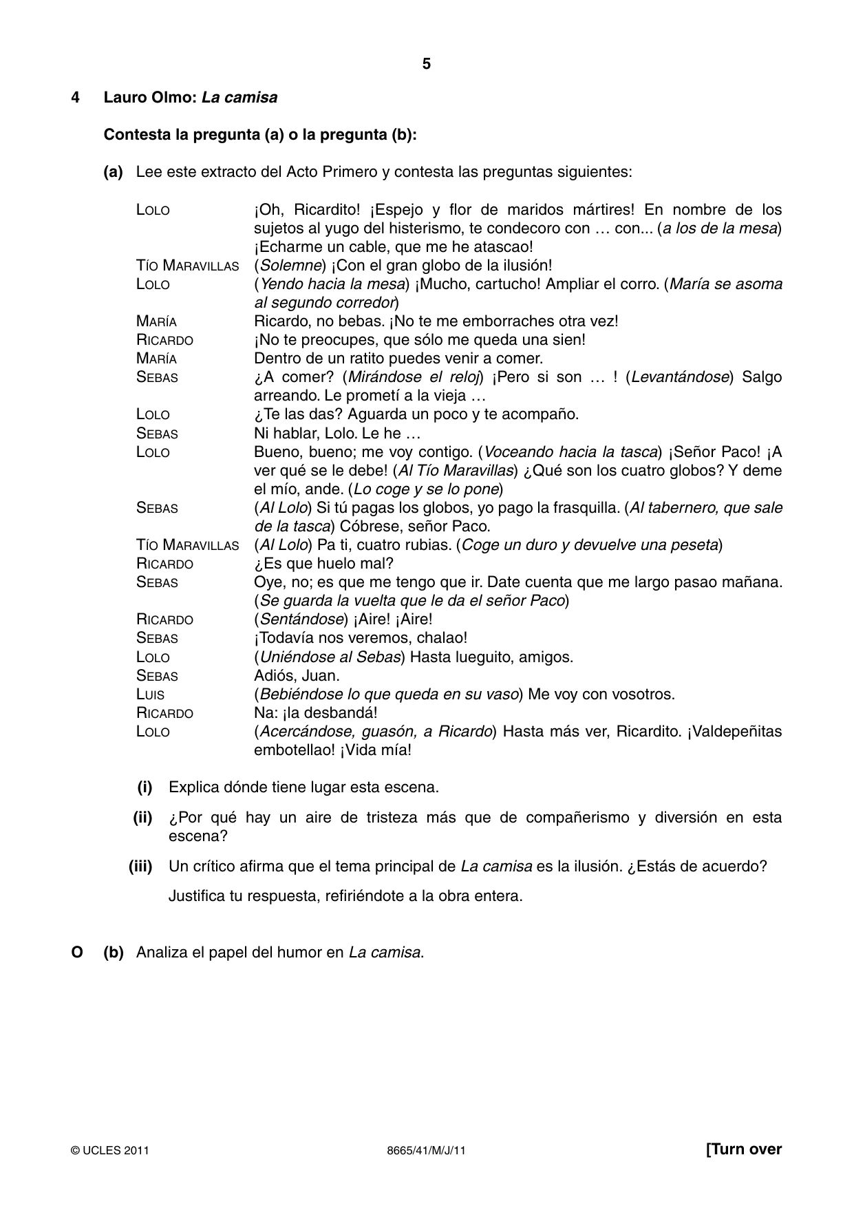 Cambridge A Level Spanish - First Language (AS Level only) 8665 2011 May/June Paper 4 · Variant 1 question paper, page 5 of 8