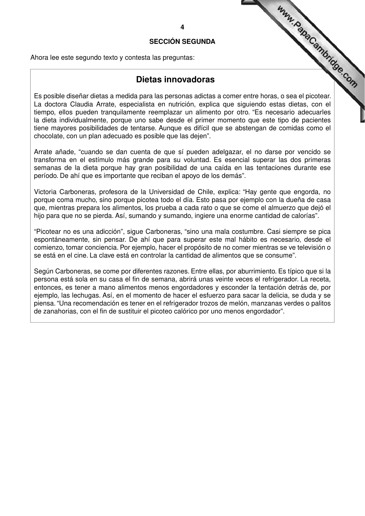 Cambridge A Level Spanish - First Language (AS Level only) 8665 2011 Oct/Nov Paper 2 · Variant 2 question paper, page 4 of 8