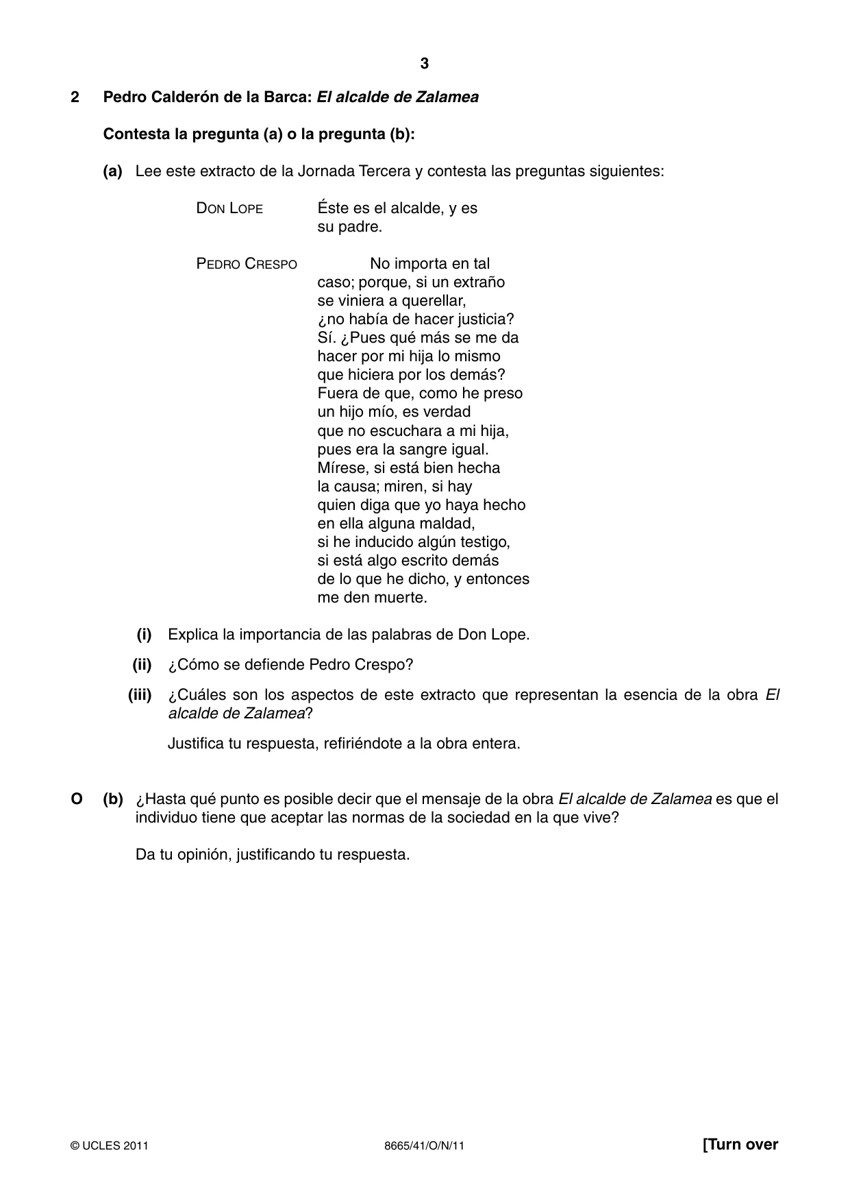 Cambridge A Level Spanish - First Language (AS Level only) 8665 2011 Oct/Nov Paper 4 · Variant 1 question paper, page 3 of 8