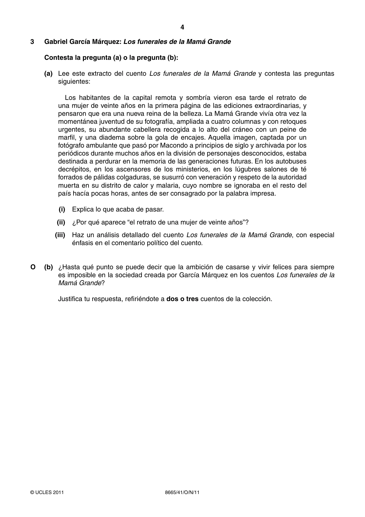 Cambridge A Level Spanish - First Language (AS Level only) 8665 2011 Oct/Nov Paper 4 · Variant 1 question paper, page 4 of 8