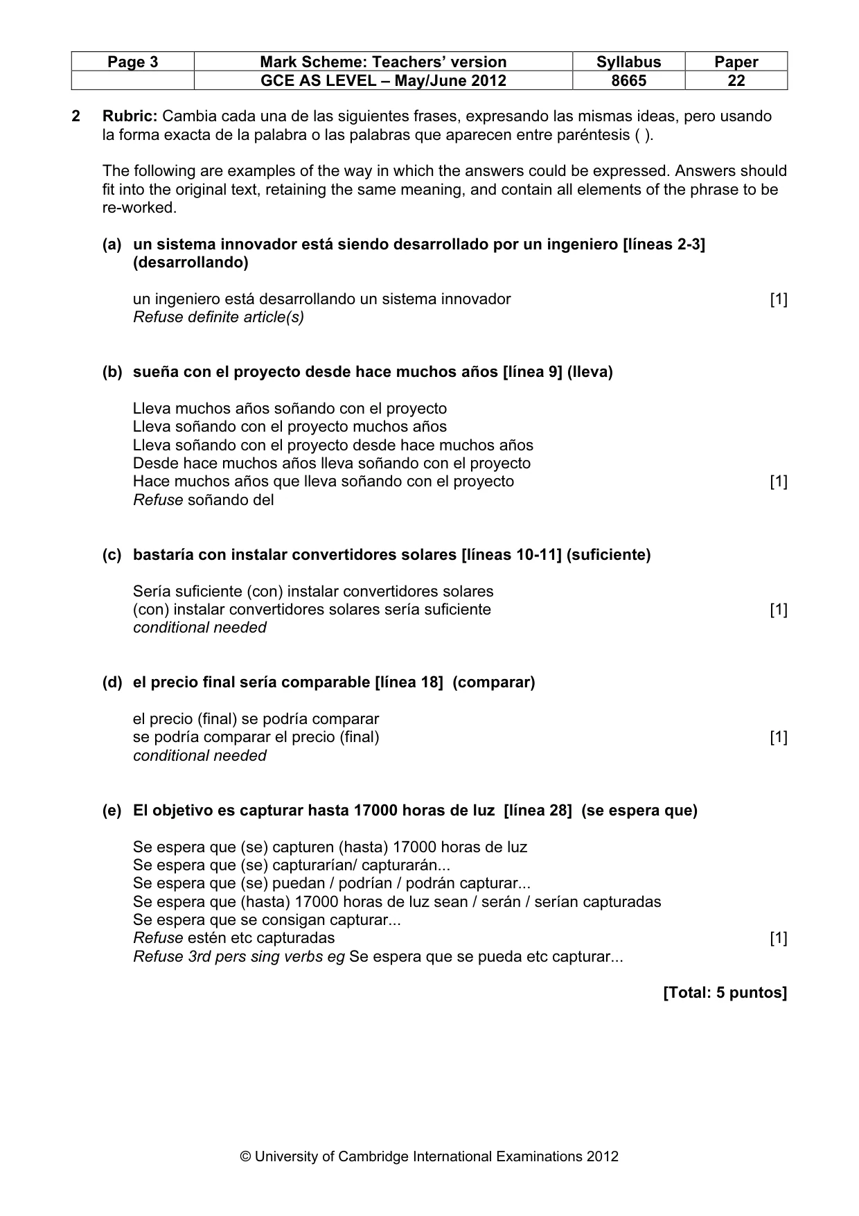 Mark scheme, page 3 of 9