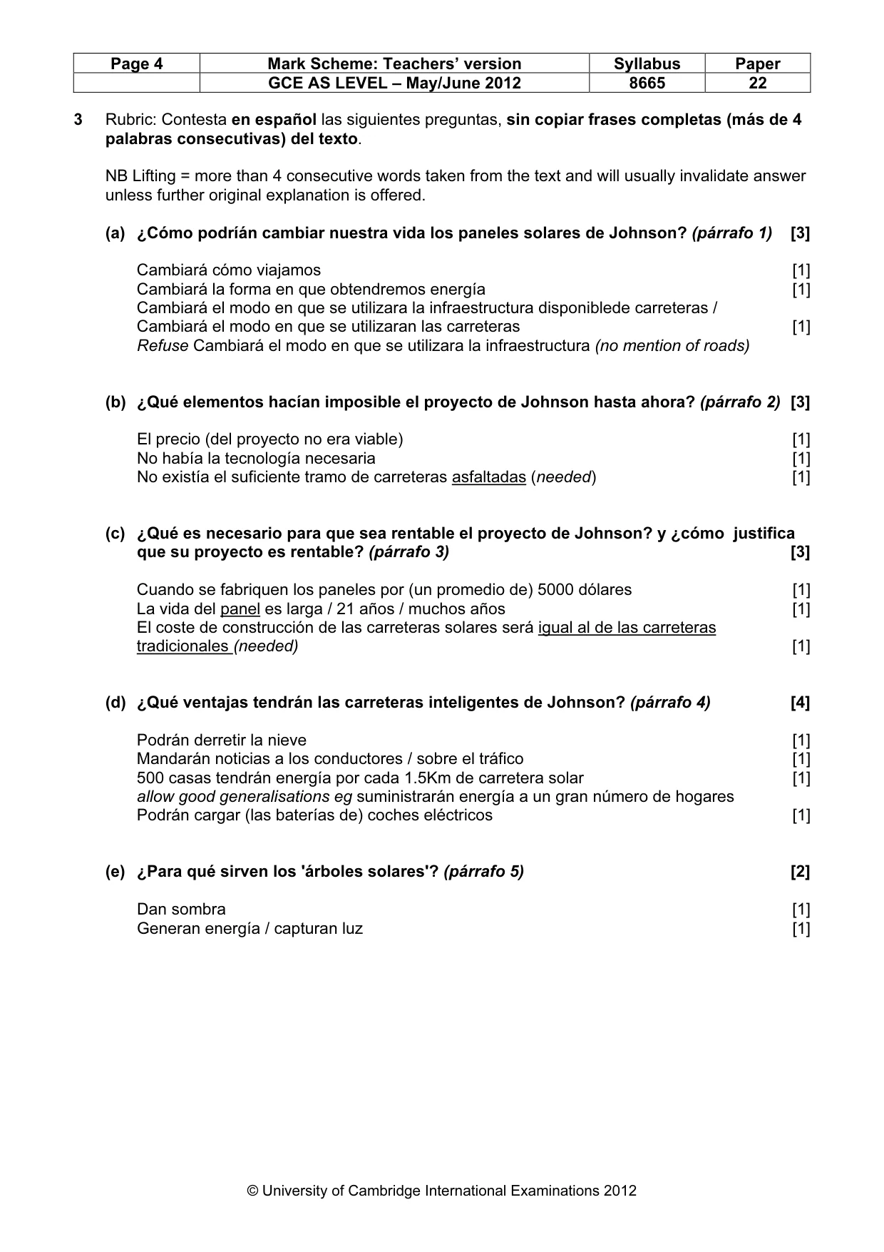 Mark scheme, page 4 of 9