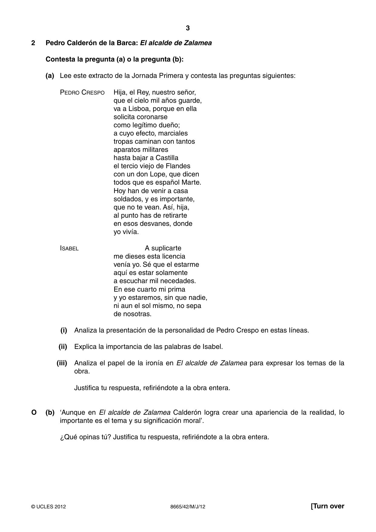 Cambridge A Level Spanish - First Language (AS Level only) 8665 2012 May/June Paper 4 · Variant 2 question paper, page 3 of 8