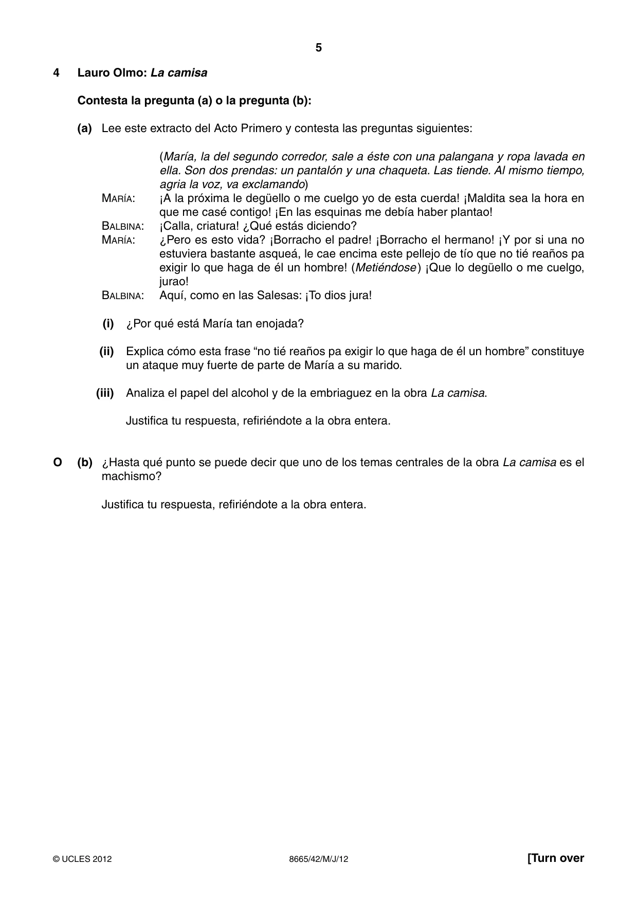 Cambridge A Level Spanish - First Language (AS Level only) 8665 2012 May/June Paper 4 · Variant 2 question paper, page 5 of 8