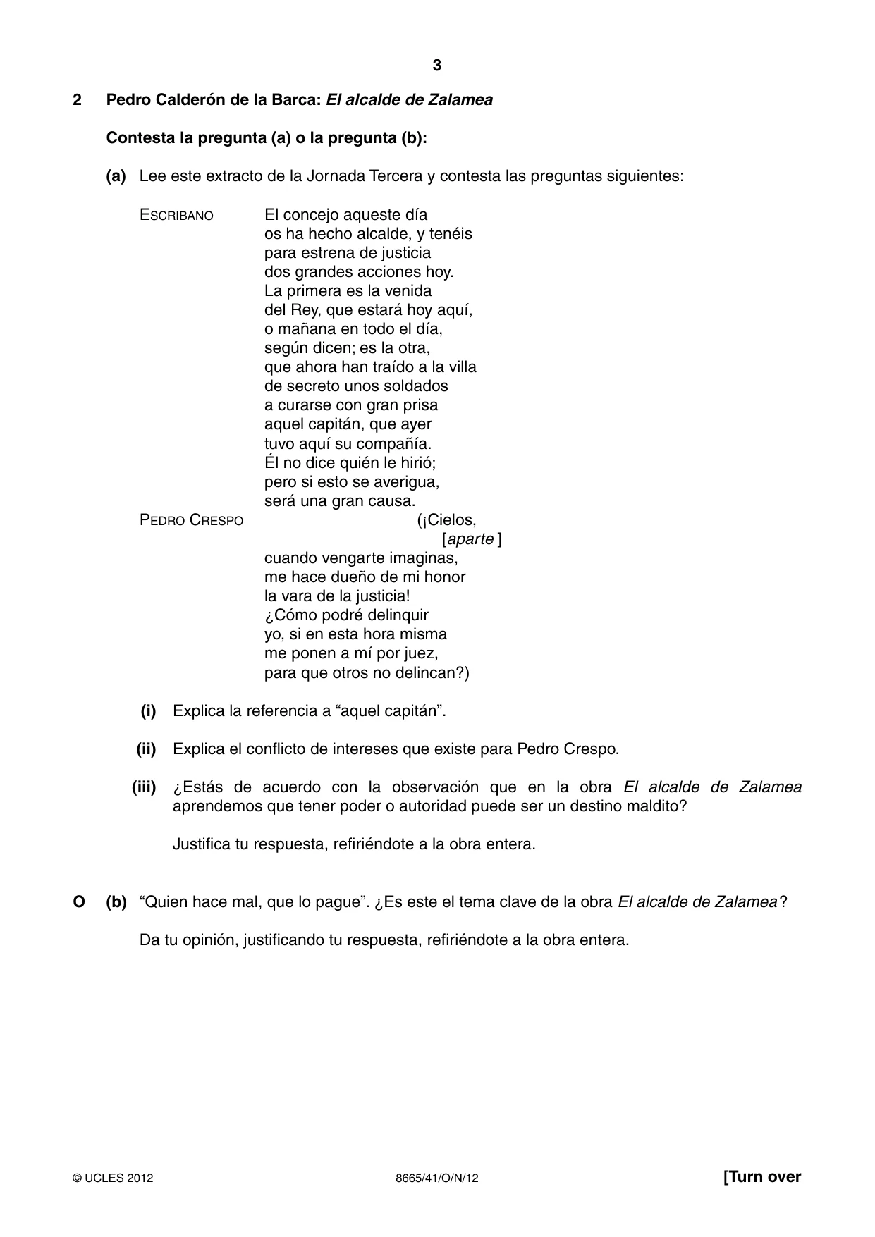 Cambridge A Level Spanish - First Language (AS Level only) 8665 2012 Oct/Nov Paper 4 · Variant 1 question paper, page 3 of 8