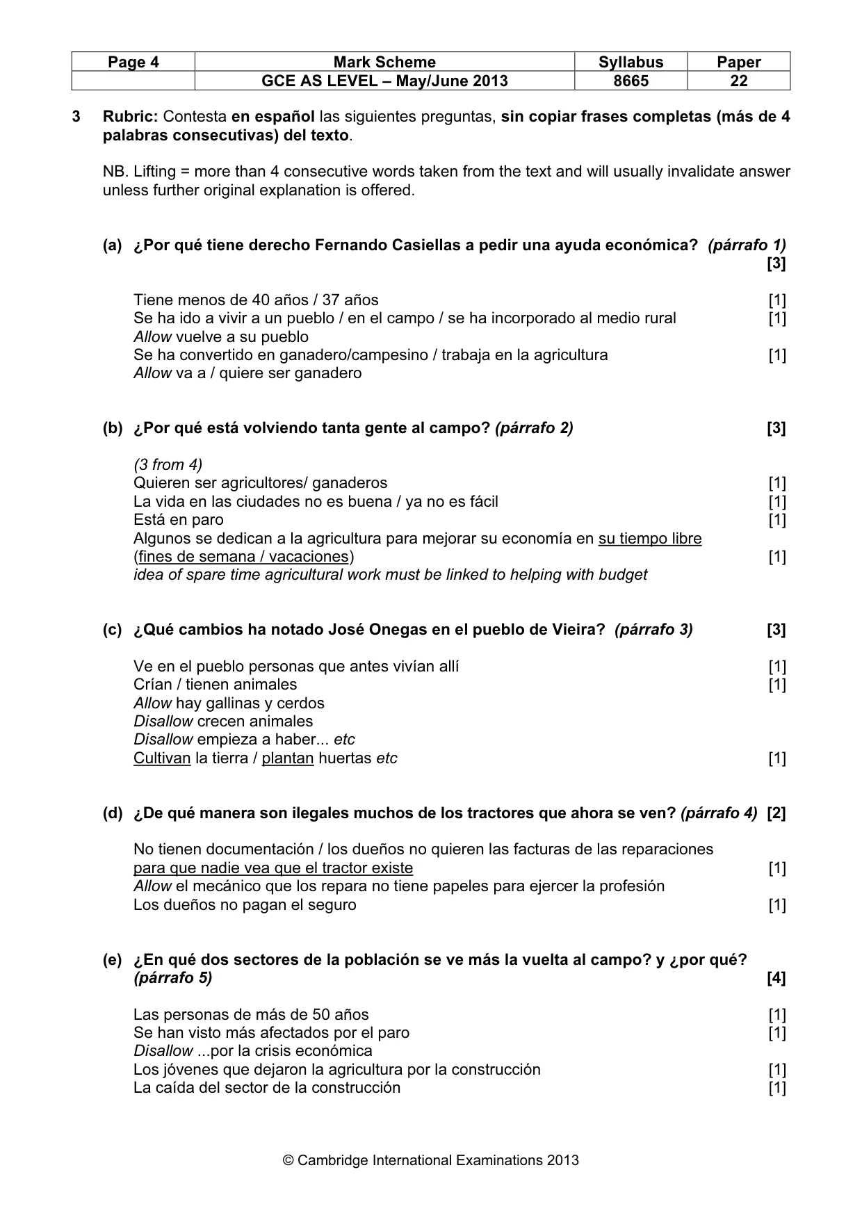 Mark scheme, page 4 of 9