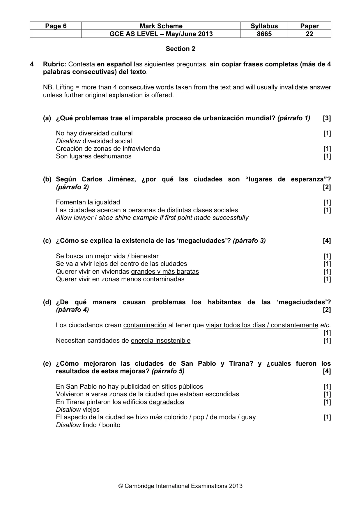 Mark scheme, page 6 of 9