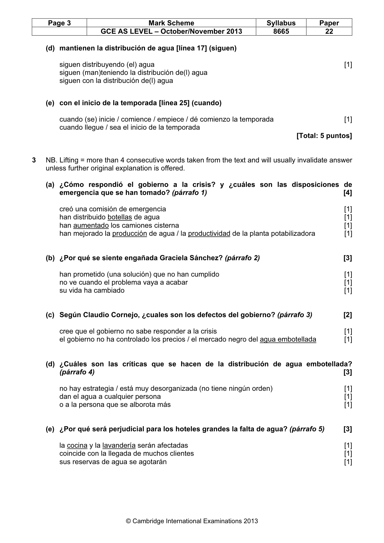 Mark scheme, page 3 of 9