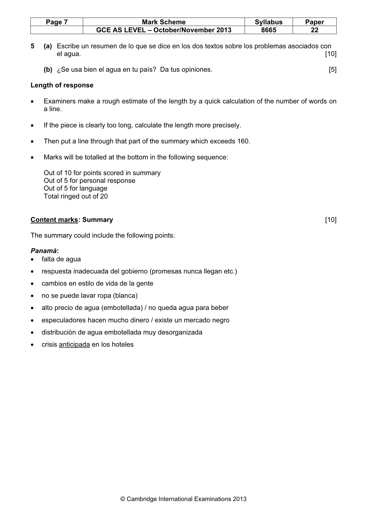 Mark scheme, page 7 of 9