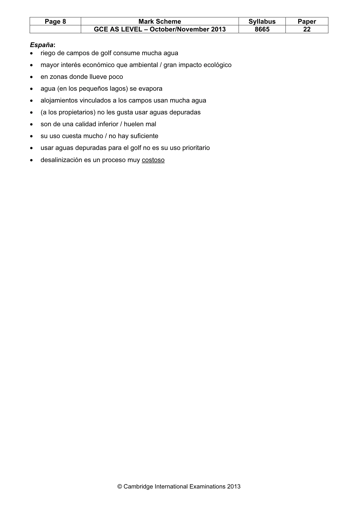 Mark scheme, page 8 of 9