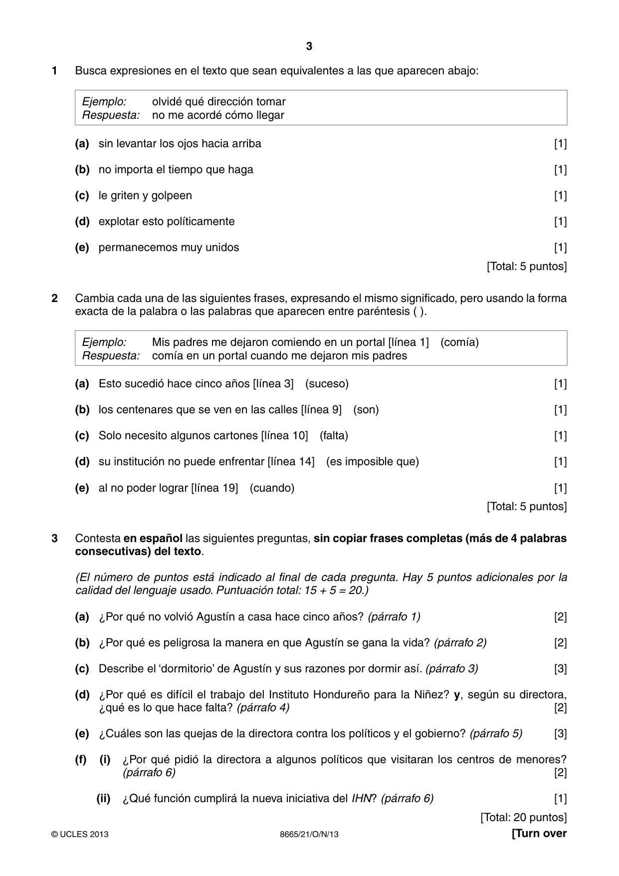 Cambridge A Level Spanish - First Language (AS Level only) 8665 2013 Oct/Nov Paper 2 · Variant 1 question paper, page 3 of 8