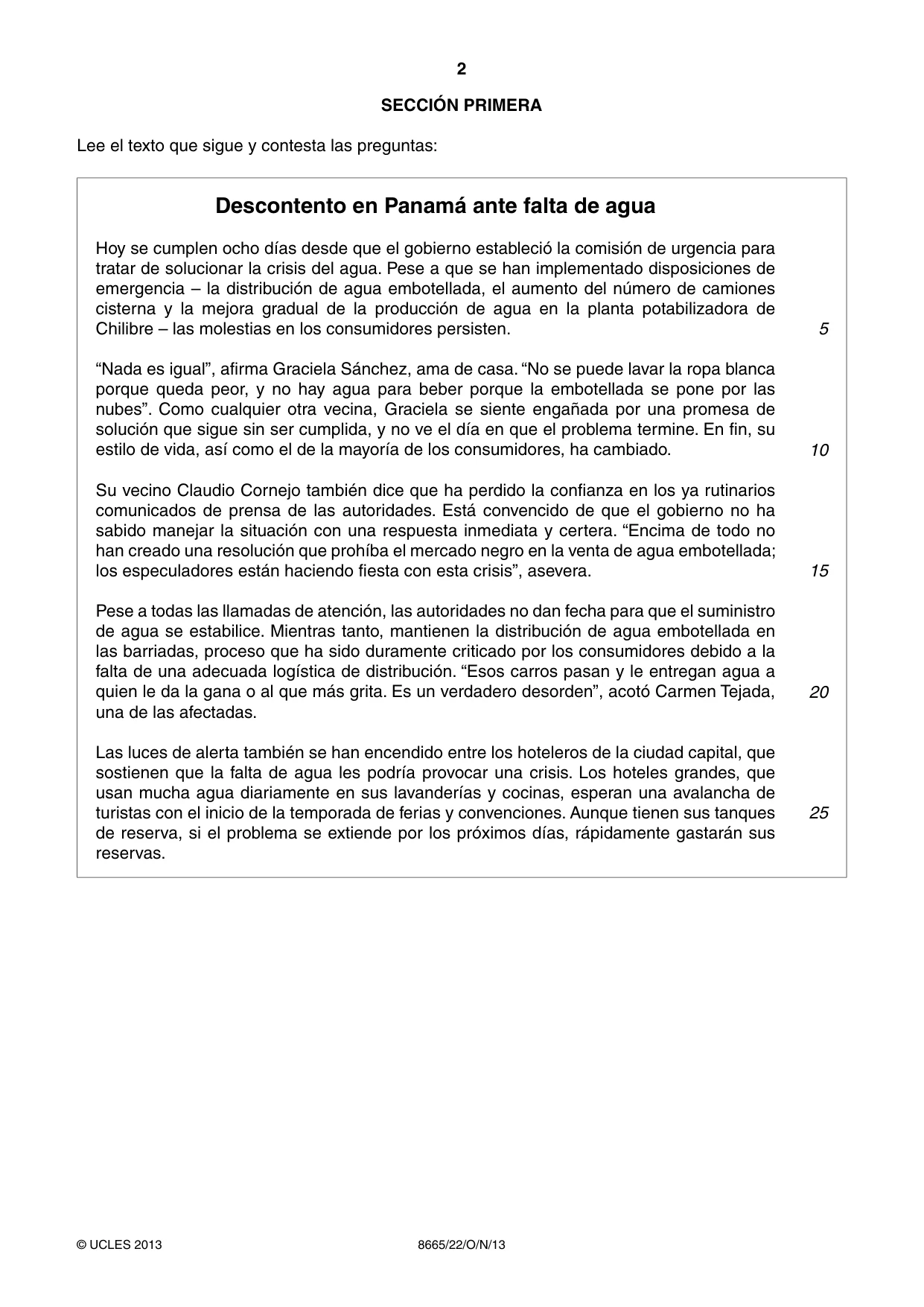 Cambridge A Level Spanish - First Language (AS Level only) 8665 2013 Oct/Nov Paper 2 · Variant 2 question paper, page 2 of 8