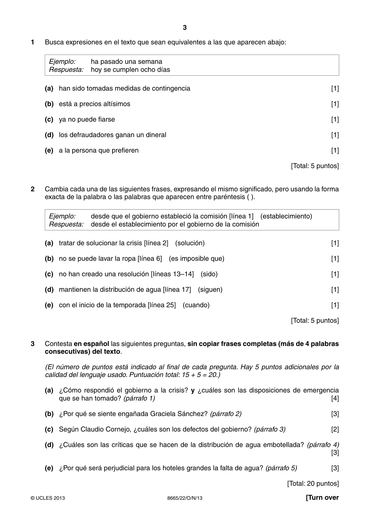 Cambridge A Level Spanish - First Language (AS Level only) 8665 2013 Oct/Nov Paper 2 · Variant 2 question paper, page 3 of 8