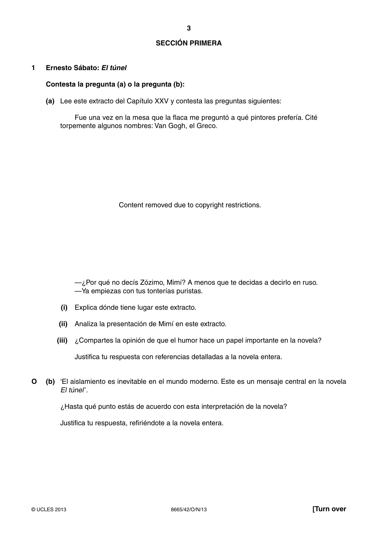 Cambridge A Level Spanish - First Language (AS Level only) 8665 2013 Oct/Nov Paper 4 · Variant 2 question paper, page 3 of 8