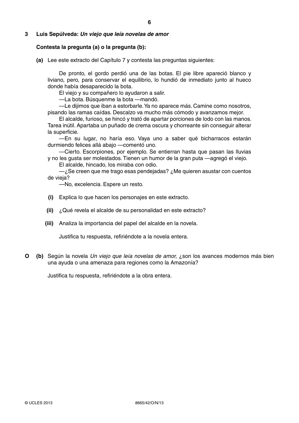 Cambridge A Level Spanish - First Language (AS Level only) 8665 2013 Oct/Nov Paper 4 · Variant 2 question paper, page 6 of 8