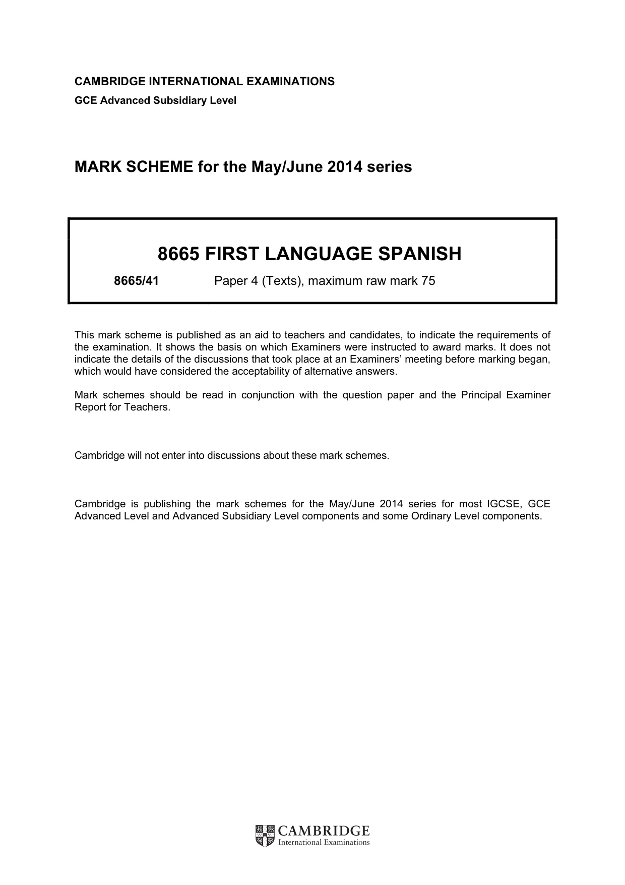 Mark scheme, page 1 of 3