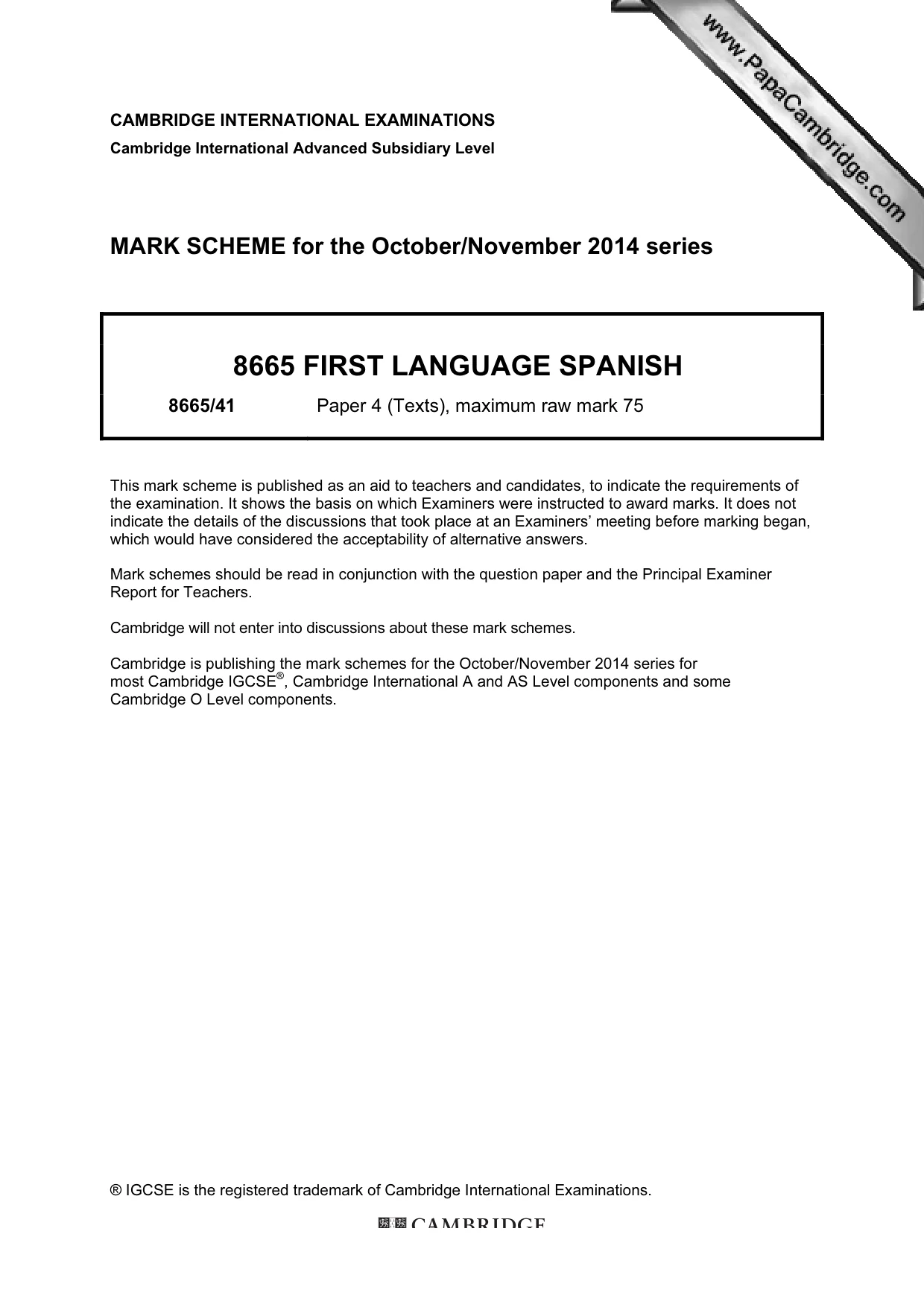 Mark scheme, page 1 of 3