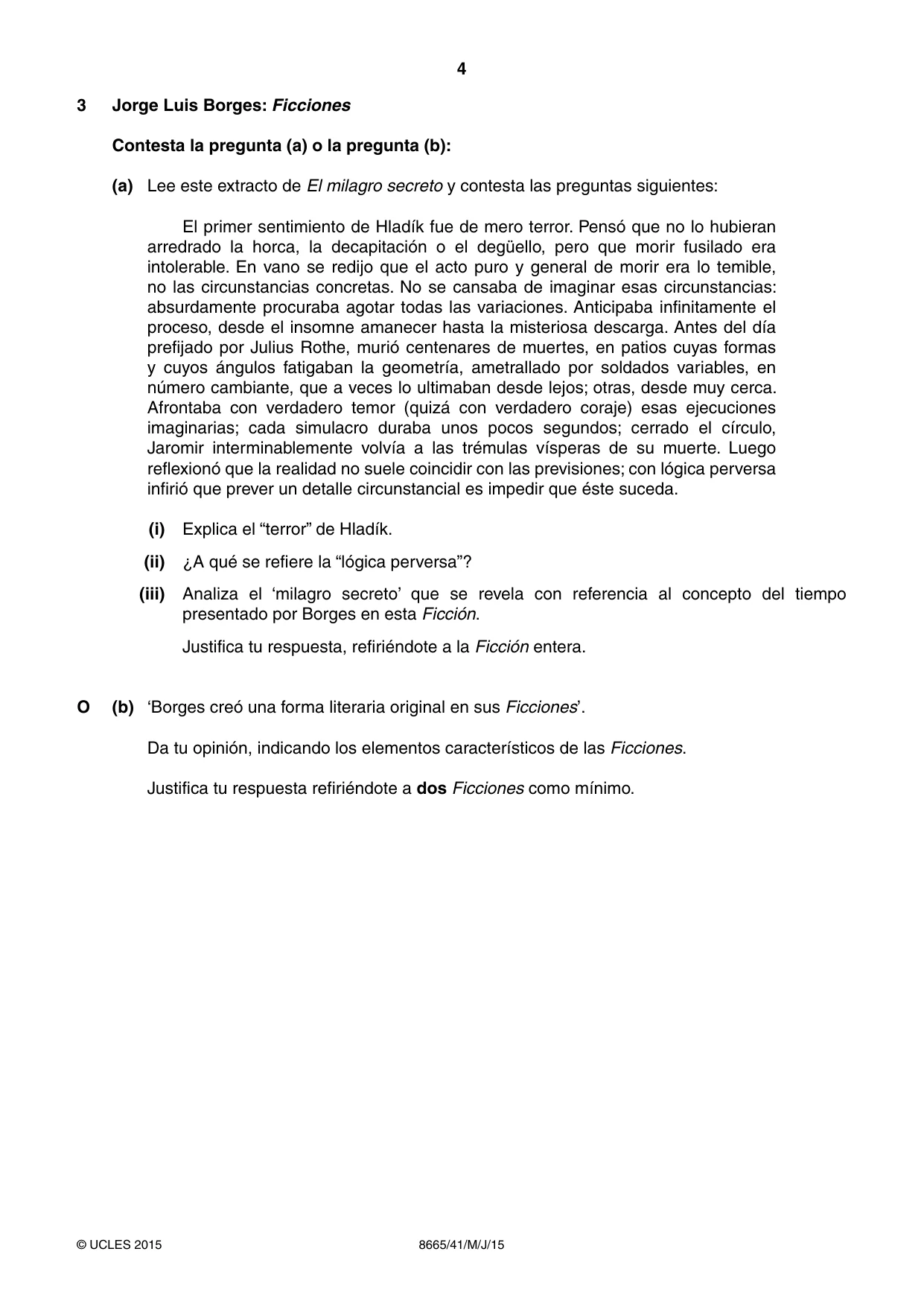 Cambridge A Level Spanish - First Language (AS Level only) 8665 2015 May/June Paper 4 · Variant 1 question paper, page 4 of 8