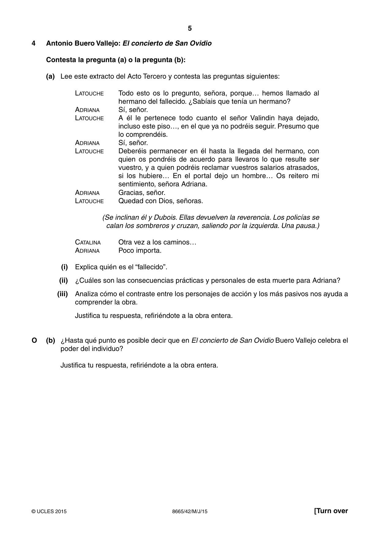Cambridge A Level Spanish - First Language (AS Level only) 8665 2015 May/June Paper 4 · Variant 2 question paper, page 5 of 8