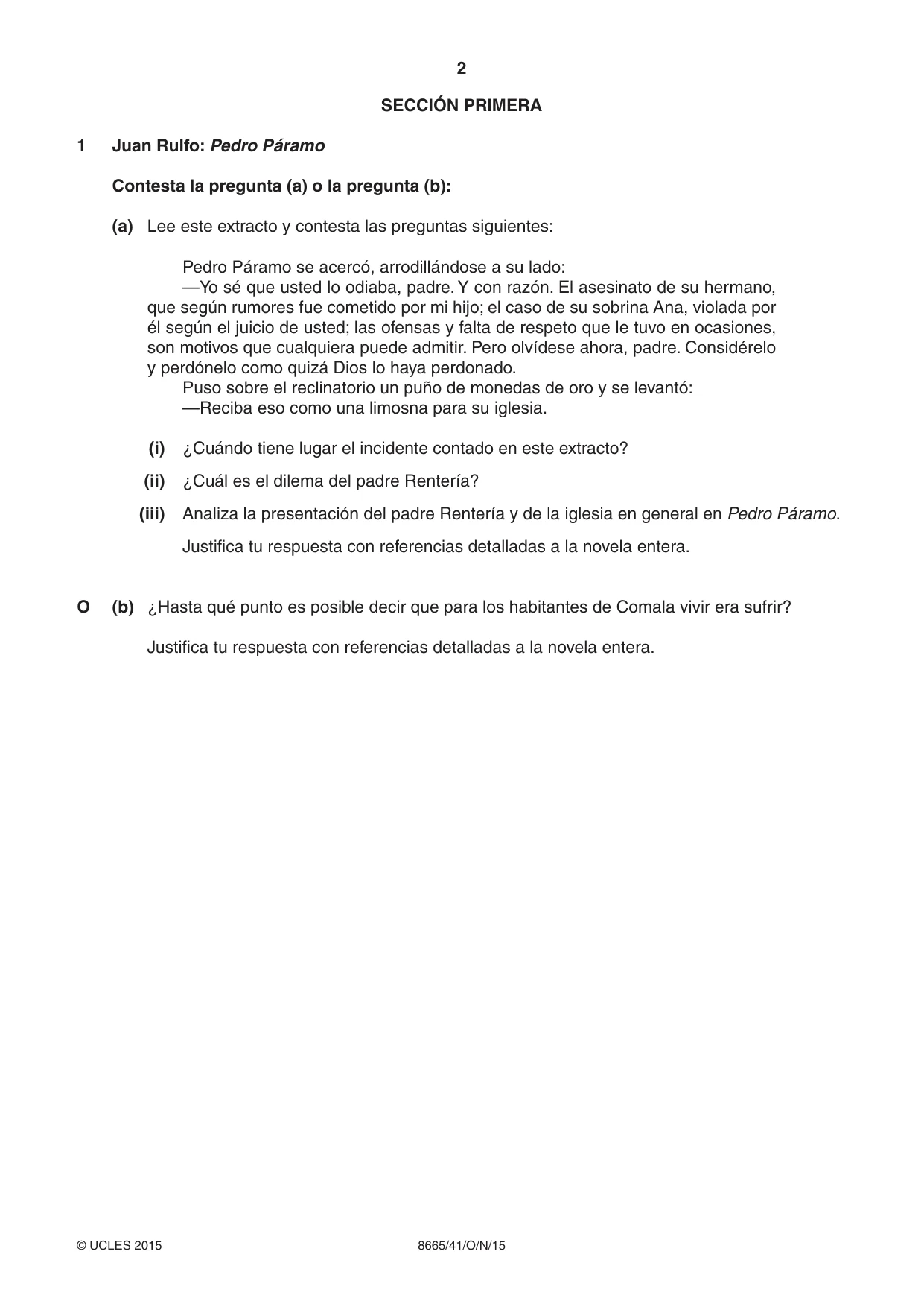Cambridge A Level Spanish - First Language (AS Level only) 8665 2015 Oct/Nov Paper 4 · Variant 1 question paper, page 2 of 8