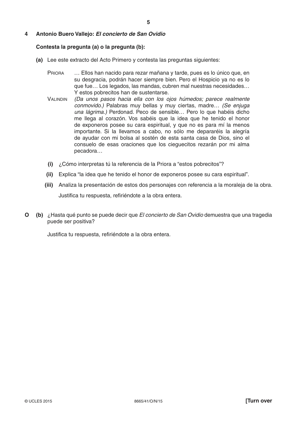 Cambridge A Level Spanish - First Language (AS Level only) 8665 2015 Oct/Nov Paper 4 · Variant 1 question paper, page 5 of 8