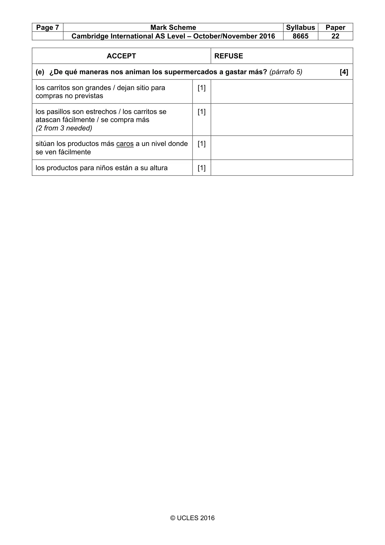 Mark scheme, page 7 of 10