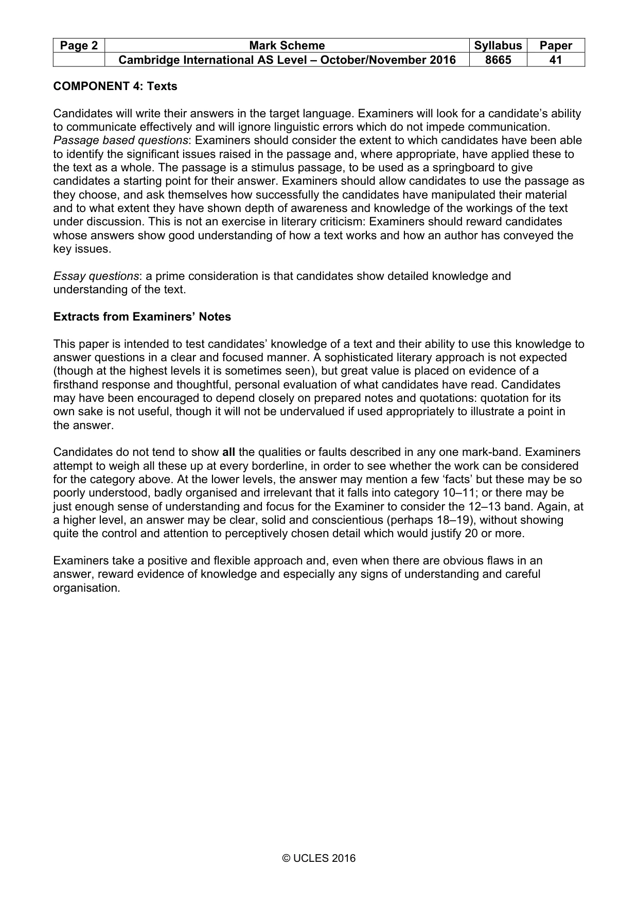 Mark scheme, page 2 of 3