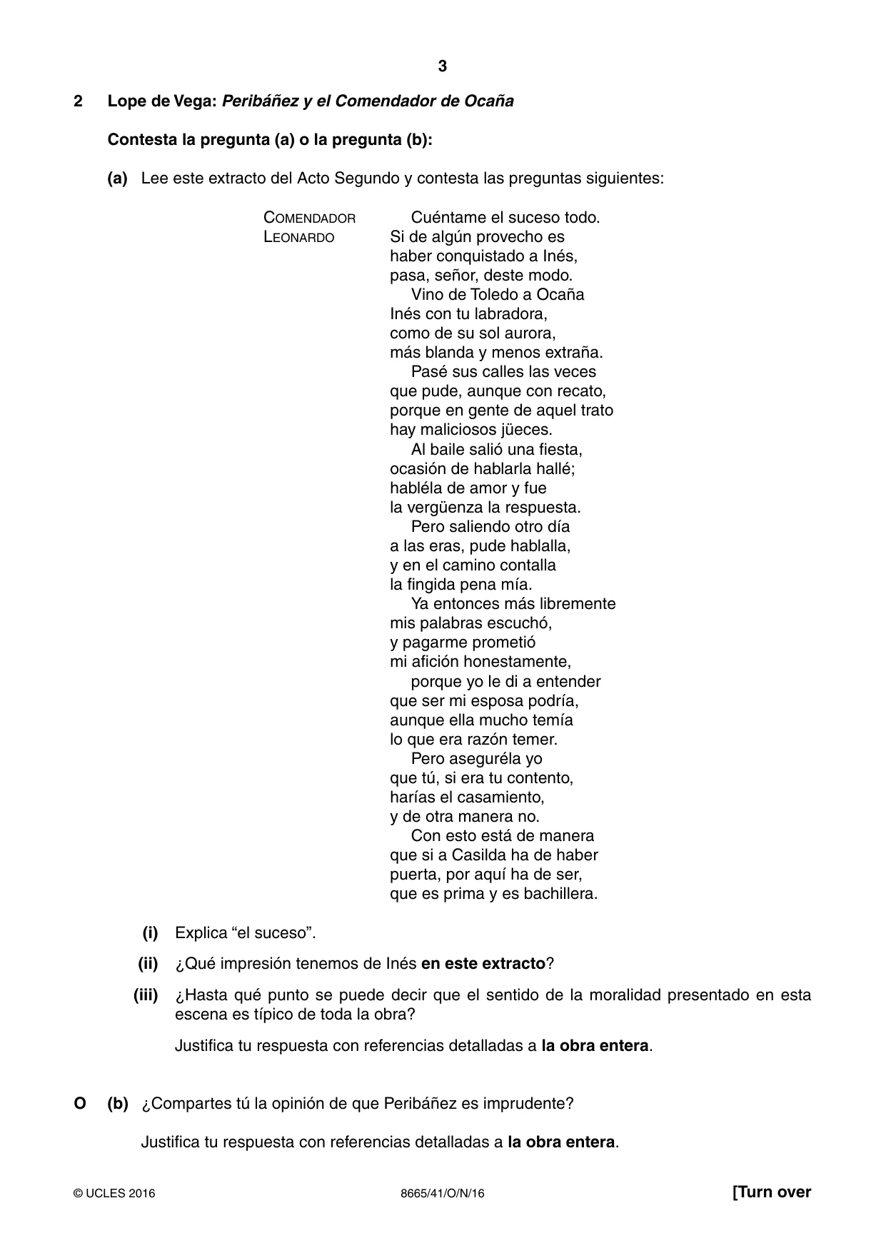 Cambridge A Level Spanish - First Language (AS Level only) 8665 2016 Oct/Nov Paper 4 · Variant 1 question paper, page 3 of 8