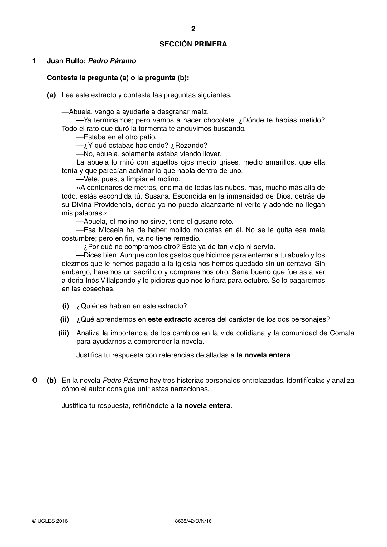Cambridge A Level Spanish - First Language (AS Level only) 8665 2016 Oct/Nov Paper 4 · Variant 2 question paper, page 2 of 8