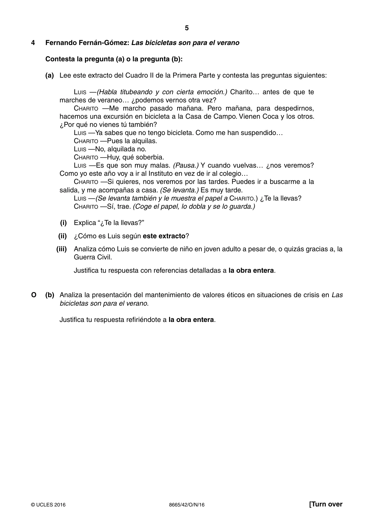 Cambridge A Level Spanish - First Language (AS Level only) 8665 2016 Oct/Nov Paper 4 · Variant 2 question paper, page 5 of 8