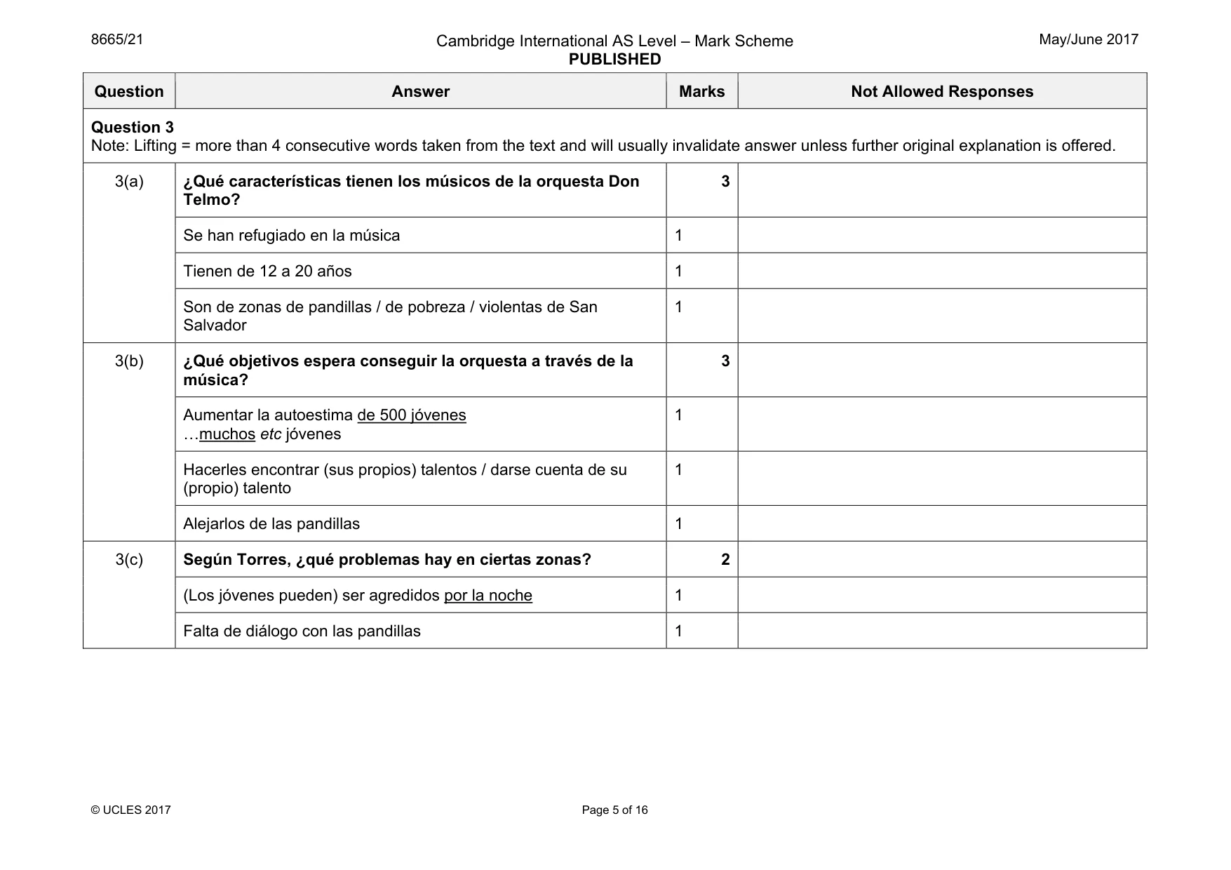 Mark scheme, page 5 of 16