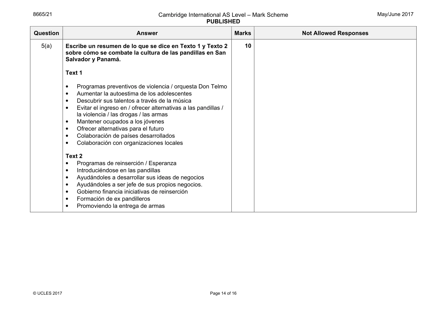 Mark scheme, page 14 of 16