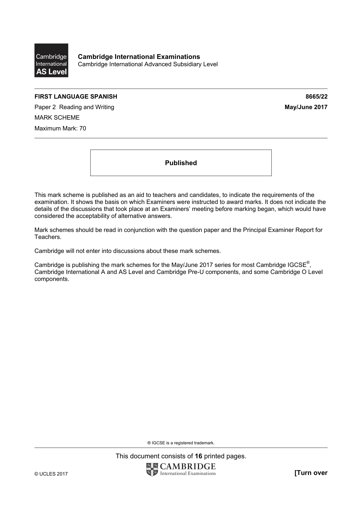 Mark scheme, page 1 of 16