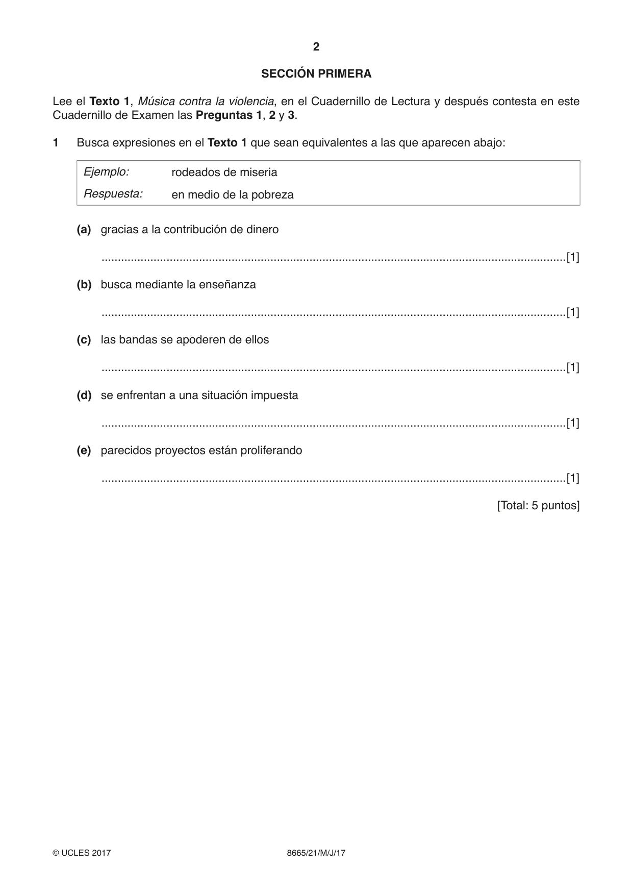 Cambridge A Level Spanish - First Language (AS Level only) 8665 2017 May/June Paper 2 · Variant 1 question paper, page 2 of 8