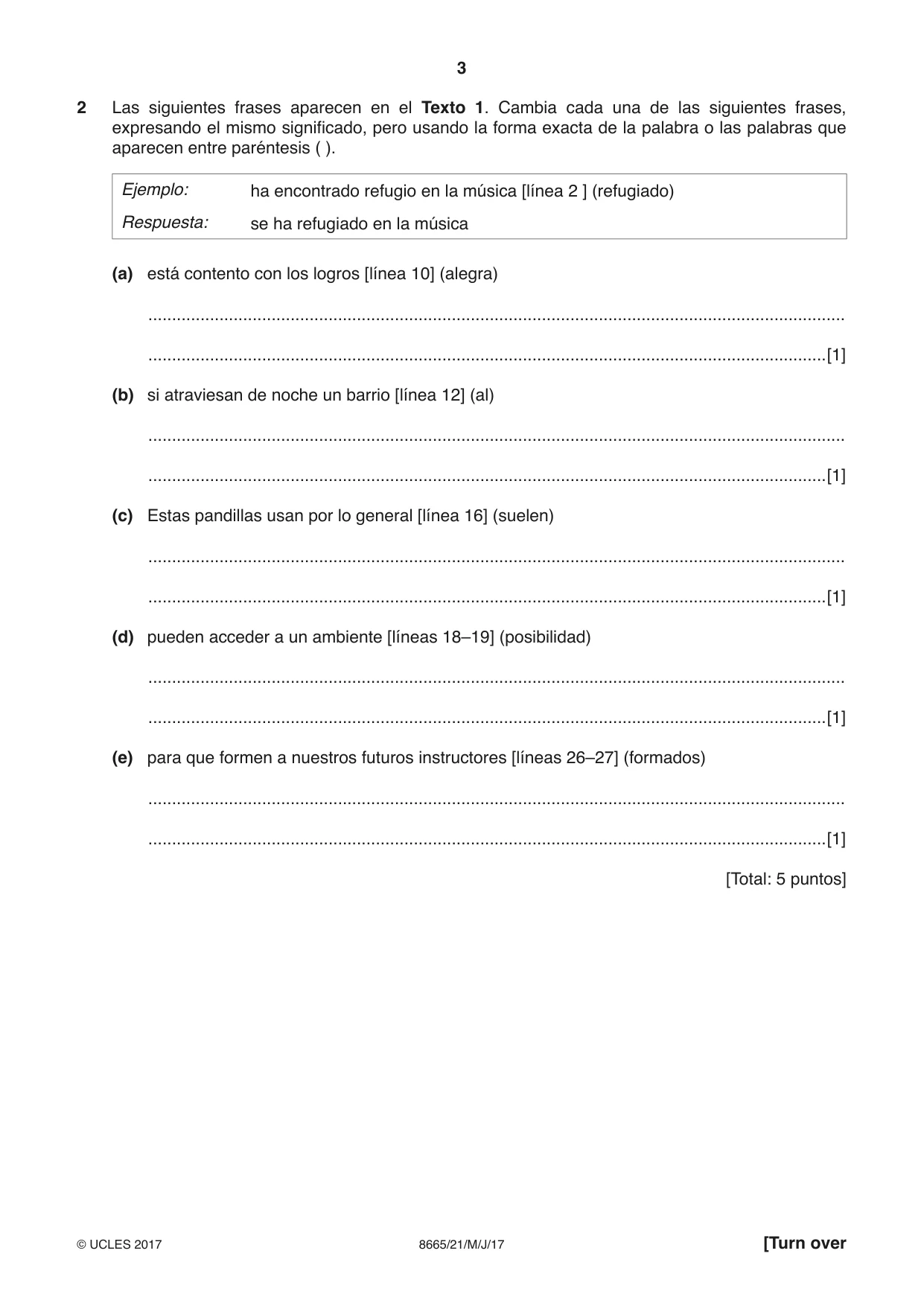 Cambridge A Level Spanish - First Language (AS Level only) 8665 2017 May/June Paper 2 · Variant 1 question paper, page 3 of 8