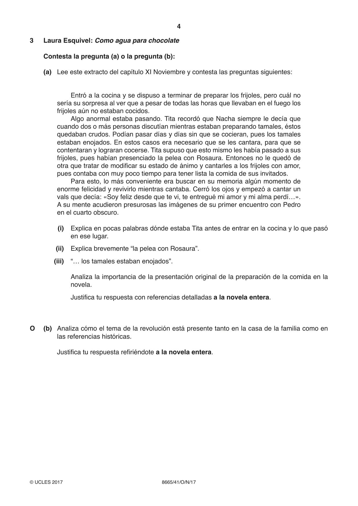 Cambridge A Level Spanish - First Language (AS Level only) 8665 2017 Oct/Nov Paper 4 · Variant 1 question paper, page 4 of 8