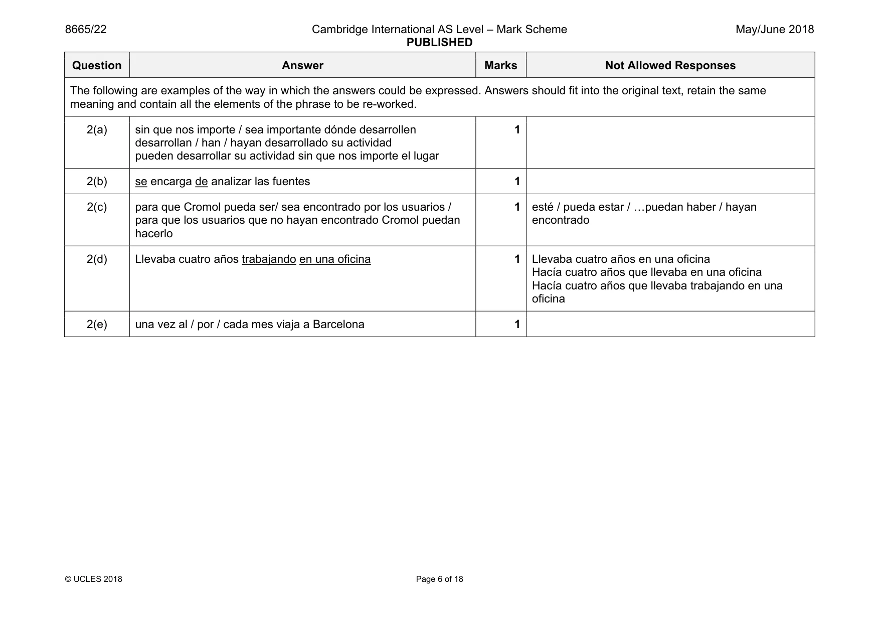 Mark scheme, page 6 of 18