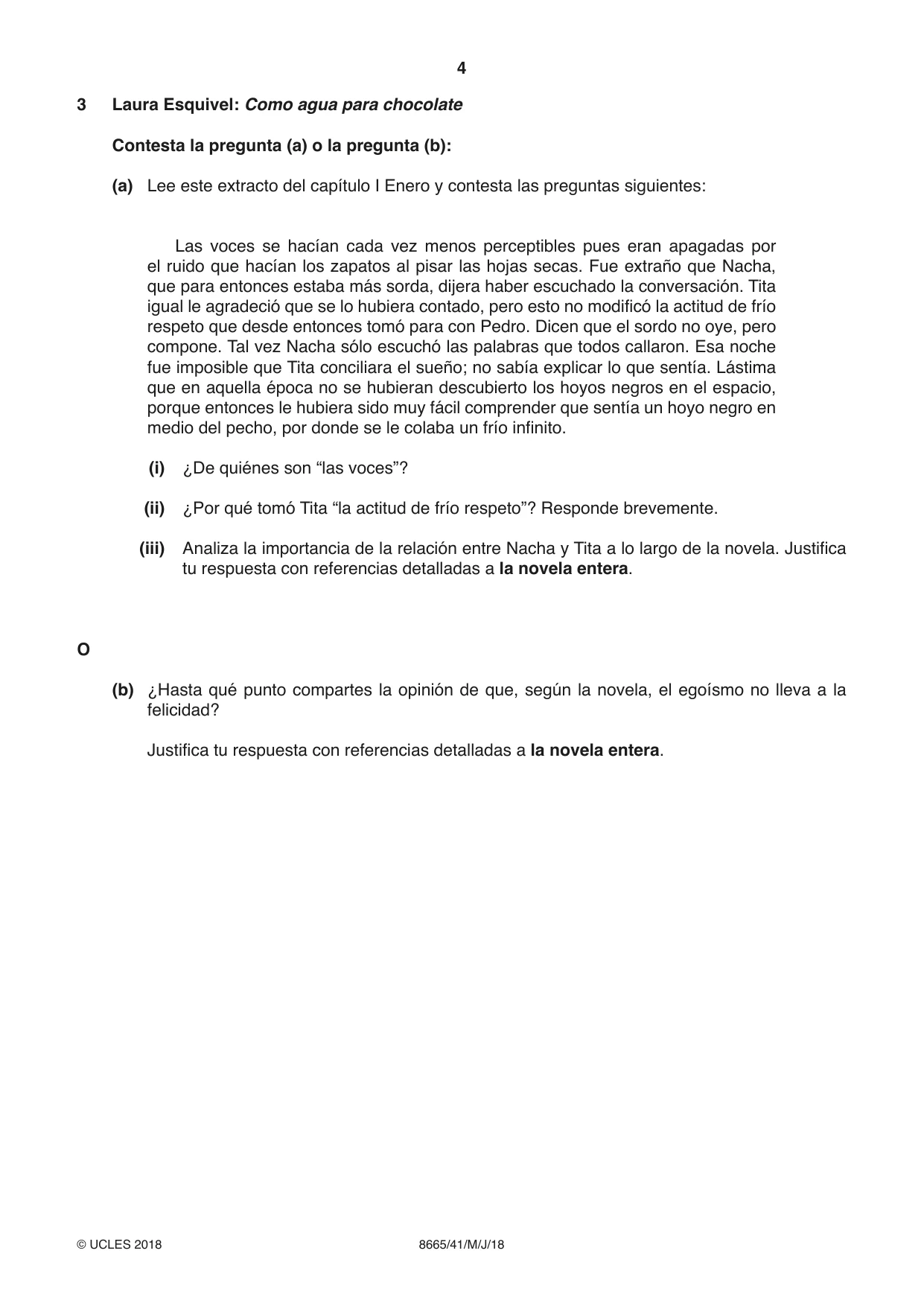Cambridge A Level Spanish - First Language (AS Level only) 8665 2018 May/June Paper 4 · Variant 1 question paper, page 4 of 8