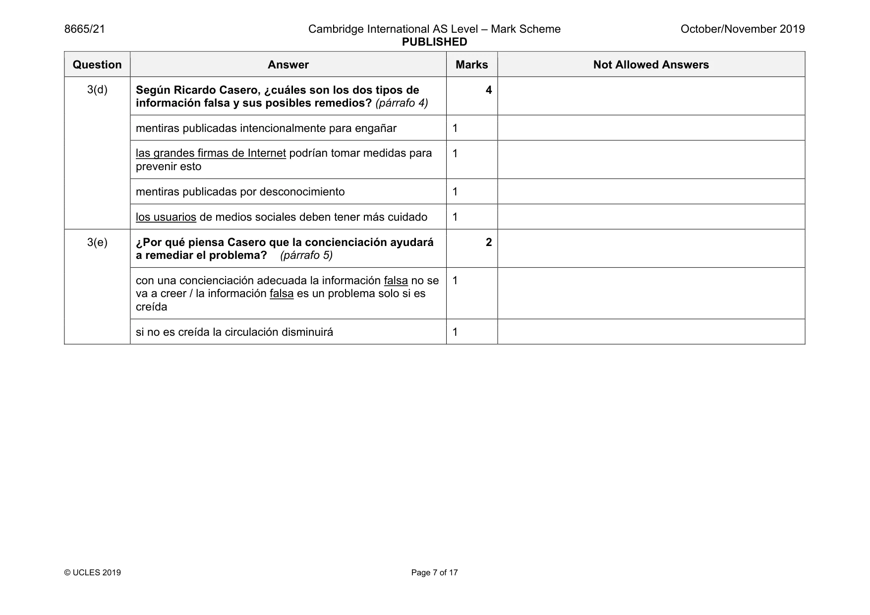 Mark scheme, page 7 of 17